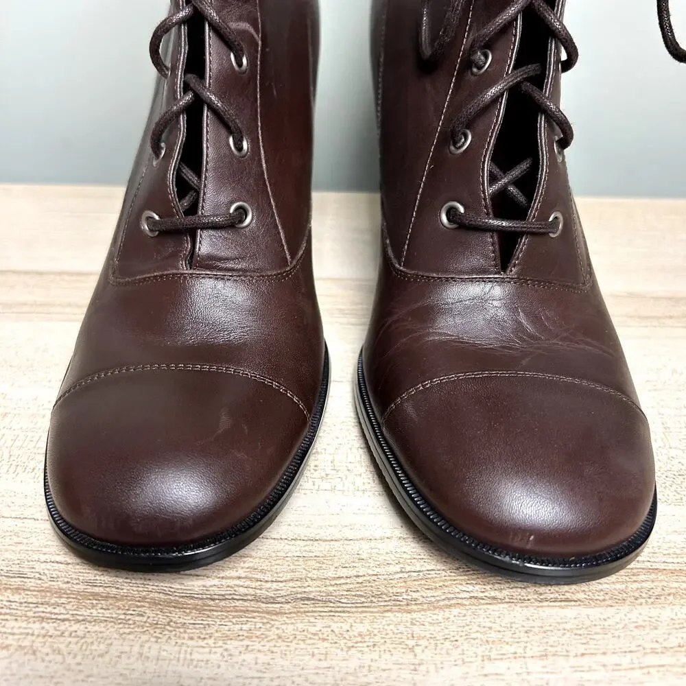 Apostrophe Tootsie Heeled Ankle Booties Brown Leather Victorian Style Shoes 8.5 - Picture 12 of 12